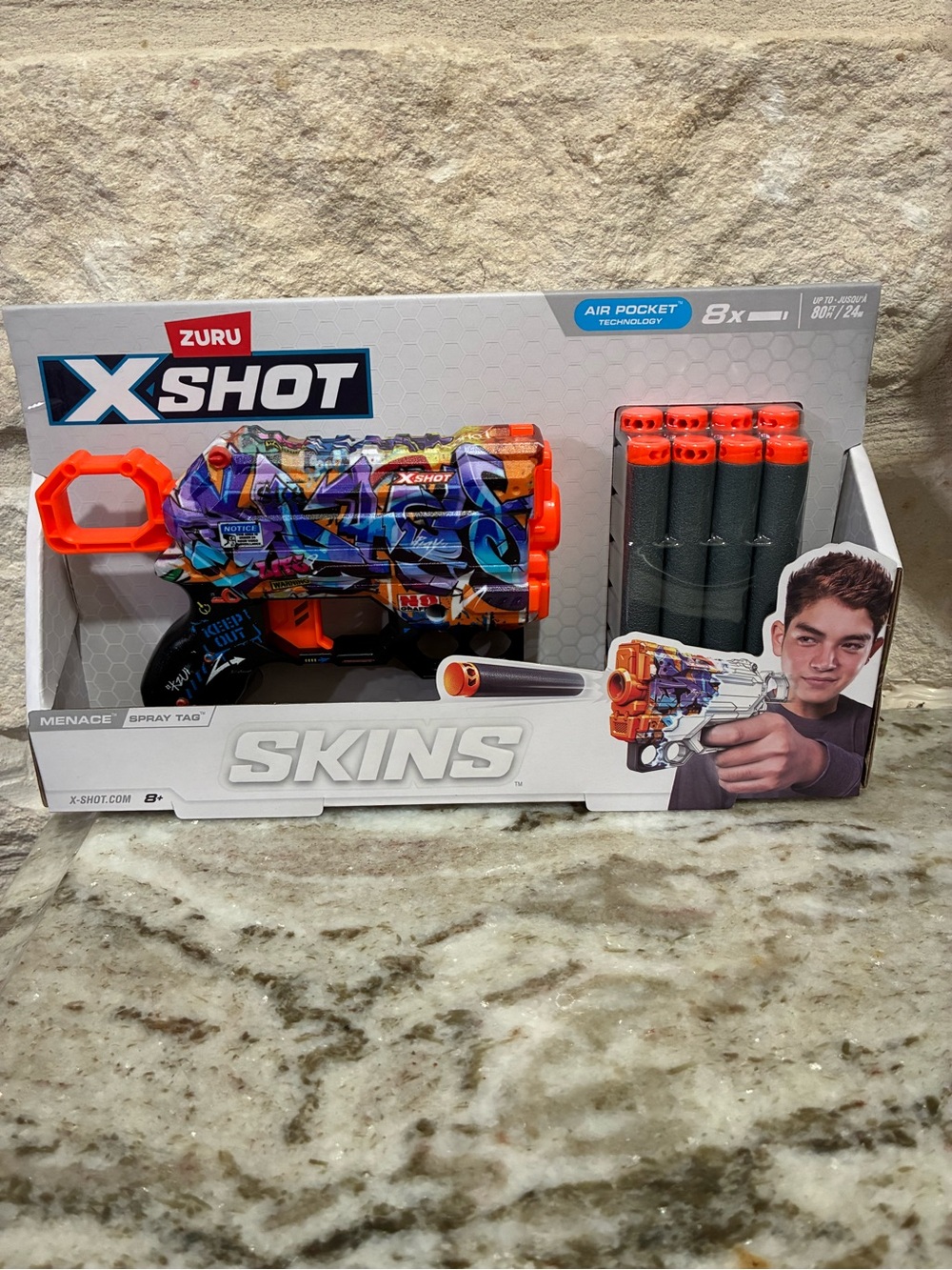 Zuru X-Shot Skins Menace Foam Dart Blaster - Multicolor with Orange Details